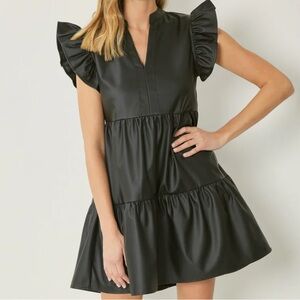 NWT BLACK LEATHER DRESS